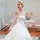 Romantic Lace Long Sleevess Princess Satin Wedding Dress