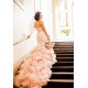 Modern Mermaid Sweetheart Wedding Dresses Pink Crystal Lace Up Lovely Ruffless Bridal Gowns