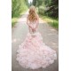 Modern Mermaid Sweetheart Wedding Dresses Pink Crystal Lace Up Lovely Ruffless Bridal Gowns