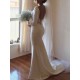 Lace Satin Long Sleevess Mermaid Scoop Court Train Wedding Dresses