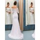 Off the Shoulder Lace Mermaid Long Sleevess Sweep Train Wedding Dresses