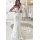 Charming Lace Appliques Mermaid Wedding Gown Long Sleeves Sweetheart Bridal Dress