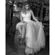 Classic V Neck A line Wedding DressTulle Lace Appliques Simple Side Split