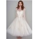 Long Sleevess V neck Ivory Short Lace Summer Wedding Dress