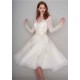 Long Sleevess V neck Ivory Short Lace Summer Wedding Dress