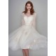 Long Sleevess V neck Ivory Short Lace Summer Wedding Dress
