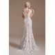 High Collar Lace Long Cap Sleeves Mermaid Wedding Dress | Ballbella Design