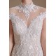 High Collar Lace Long Cap Sleeves Mermaid Wedding Dress | Ballbella Design