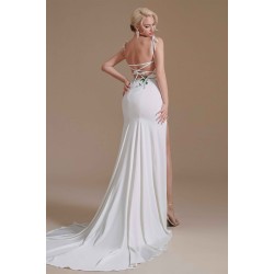 High Split Spaghetti strap Court Wedding Dress | Ballbella Design
