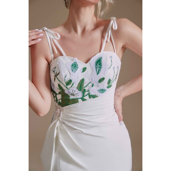 High Split Spaghetti strap Court Wedding Dress | Ballbella Design