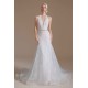 Cool Shouder V Neck Court Applique Mermaid Wedding Dress | Ballbella Design