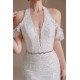 Cool Shouder V Neck Court Applique Mermaid Wedding Dress | Ballbella Design