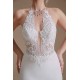 Halter Lace Applique Mermaid Wedding Dress | Ballbella Design