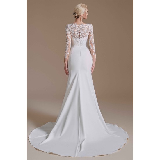 Jewel Lace Long Sleeves Mermaid Wedding Dress | Ballbella Design