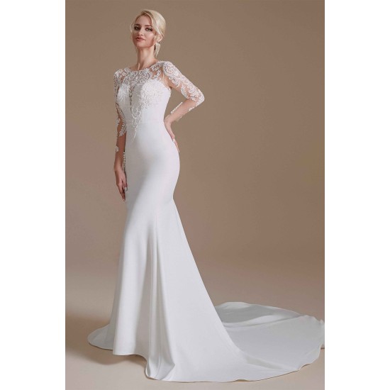 Jewel Lace Long Sleeves Mermaid Wedding Dress | Ballbella Design