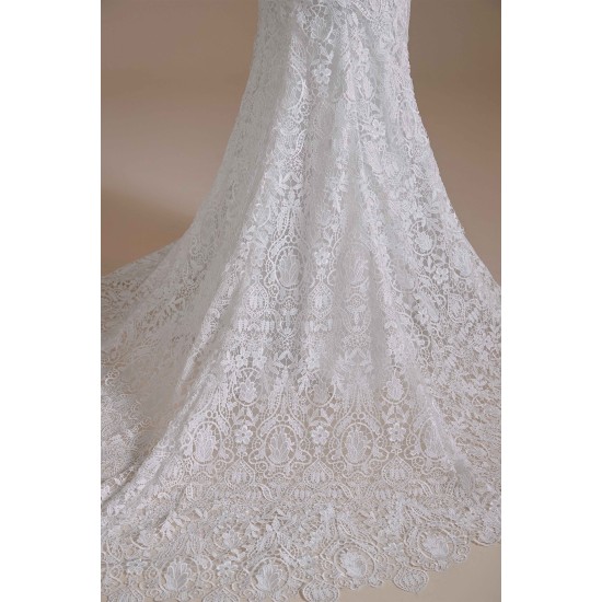 Sweetheart Detachable Bubble Sleeves Lace Mermaid Wedding Dress | Ballbella Design