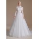 High Collar Lace Applique Long Sleeves Floor Length Wedding Dress | Ballbella Design