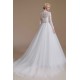 High Collar Lace Applique Long Sleeves Floor Length Wedding Dress | Ballbella Design