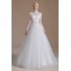 High Collar Lace Applique Long Sleeves Floor Length Wedding Dress | Ballbella Design