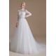 High Collar Lace Applique Long Sleeves Floor Length Wedding Dress | Ballbella Design