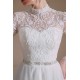 High Collar Lace Applique Long Sleeves Floor Length Wedding Dress | Ballbella Design