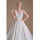 A Line V Neck Floor Length Applique Wedding Dress | Ballbella Design