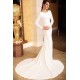 Classic Mermaid Evening Dress Slim Long Sleeves Floral Lace with train