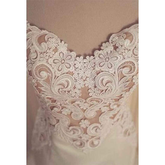 Lace Mermaid Tulle Bridal Gowns Open Back Sleeveless Modern Bridal Gowns Online