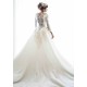 Mermaid Wedding Dresses with Trendy Overskirt Beads Lace Appliques Long Sleeves Bridal Gowns