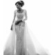 Mermaid Wedding Dresses with Trendy Overskirt Beads Lace Appliques Long Sleeves Bridal Gowns