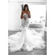 Romantic Sweetheart Lace White Sheer Wedding Dress Mermaid Bridal Gown
