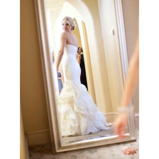 Court Train Mermaid Sleeveless Sweetheart Ruffless Satin Wedding Dresses