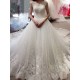 Court Train Sleeveless Tulle Ball Gown Bateau Applique Wedding Dresses
