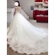 Court Train Sleeveless Tulle Ball Gown Bateau Applique Wedding Dresses