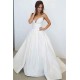 Sweep Train Ball Gown Sleeveless Ruched Satin Spaghetti Straps Wedding Dresses