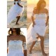 Sleeveless A Line Floor Length Off the Shoulder Lace Chiffon Wedding Dresses