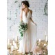 Sweep Train A Line Sleeveless Ruffless Chiffon Spaghetti Straps Wedding Dresses