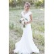 Sweep Train A Line Lace V neck Tulle Sleeveless Wedding Dresses
