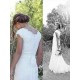 Sweep Train A Line Lace V neck Tulle Sleeveless Wedding Dresses