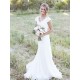 Sweep Train A Line Lace V neck Tulle Sleeveless Wedding Dresses