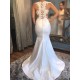 Satin Mermaid Scoop Sleeveless Applique Court Train Wedding Dresses