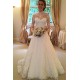 Lace High Neck Court Train Ball Gown Long Sleevess Wedding Dresses