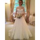 Lace High Neck Court Train Ball Gown Long Sleevess Wedding Dresses