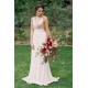 Plunging Neck Sequined Open Back Sleeveless Bowknot Long Summer Beach Wedding Dresses