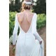 Classic White Bateau Long Sleevess Simple Wedding Dress
