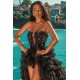 Black Beach Hi Lo Tulle Wedding Evening Gown Sleeveless lace