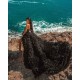 Black Beach Hi Lo Tulle Wedding Evening Gown Sleeveless lace
