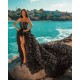 Black Beach Hi Lo Tulle Wedding Evening Gown Sleeveless lace