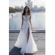 Off The Shoulder Appliques A line Wedding Dresses Side Split Tulle Bridal Gowns