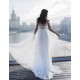 Off The Shoulder Appliques A line Wedding Dresses Side Split Tulle Bridal Gowns